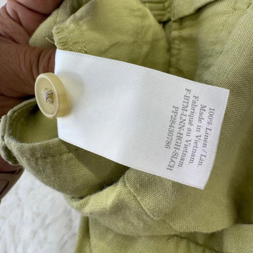 Everlane Linen Pleated Pants Womens‎ 00 Green High Waisted Minimalist Trousers